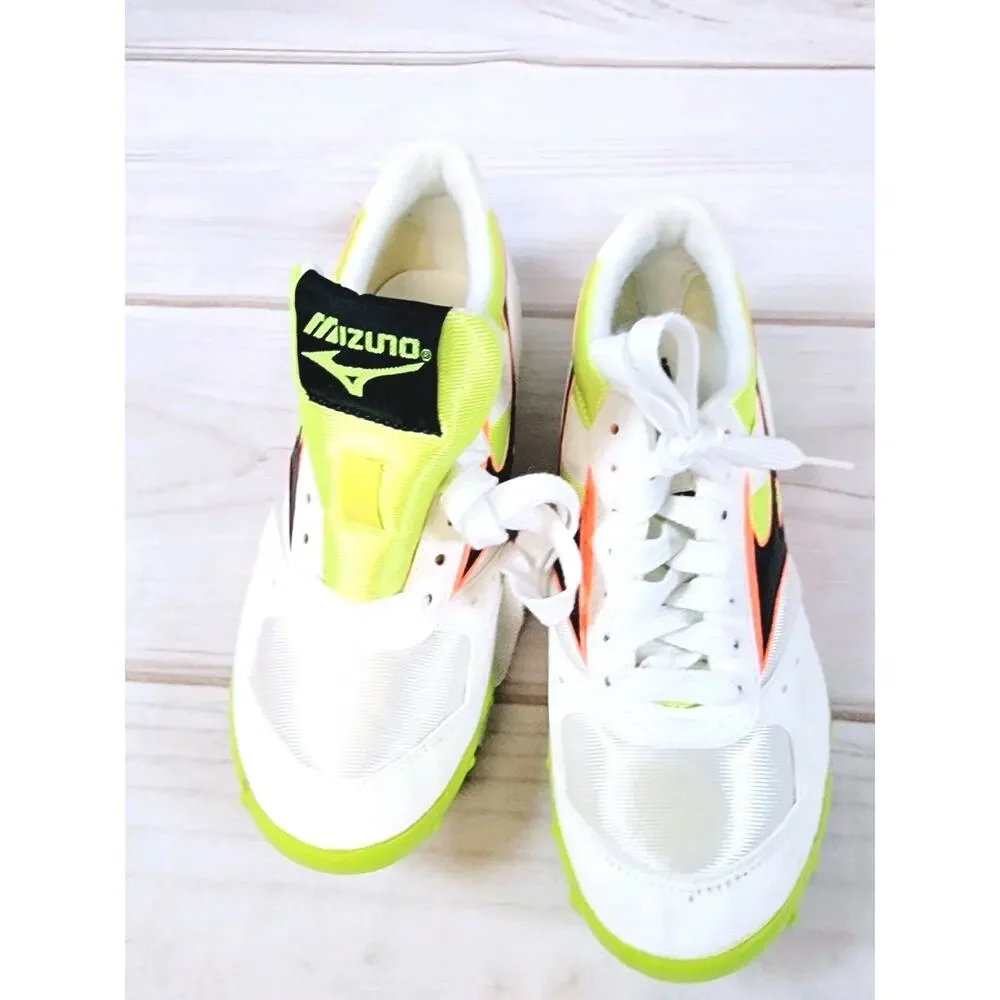 Vintage Mizuno Cross Mens 5.5 Womens 7 Track & Field Shoes White Yellow NEW